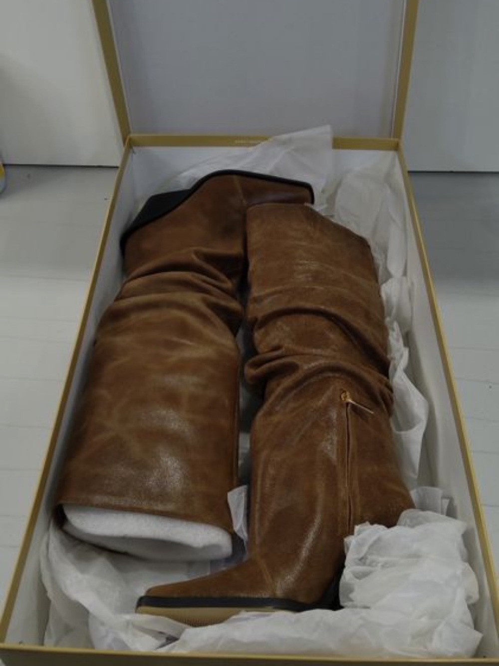 Michael Kors Brown Slouchy Knee-High Wedge Boots - Picture 2 of 3